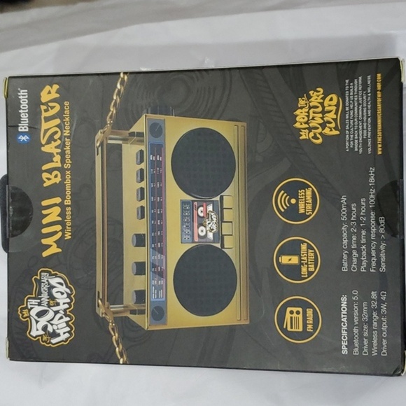 Hip hop 50th anniversary Wireless boom box speaker‎ mini blaster necklace new - Picture 8 of 12